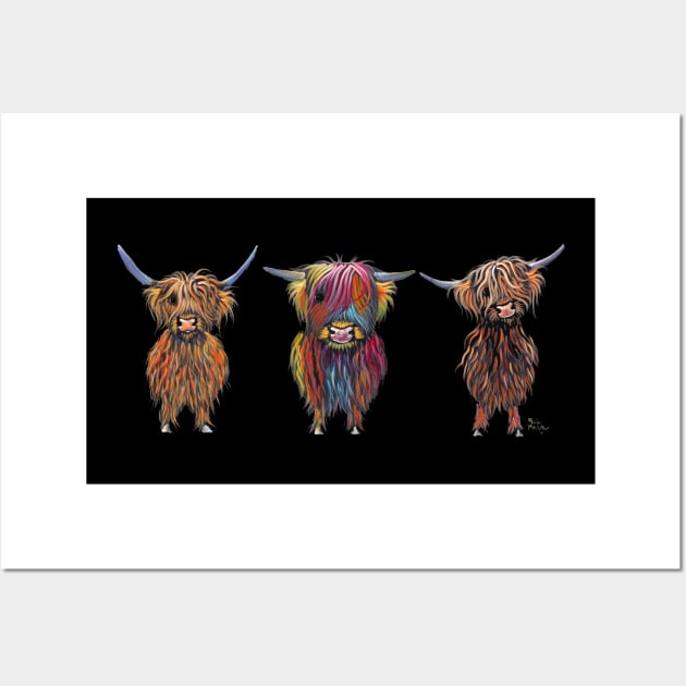 HaiRY HiGHLaND CoWS ' ALL THRee ' Wall Art by ShirleyMac